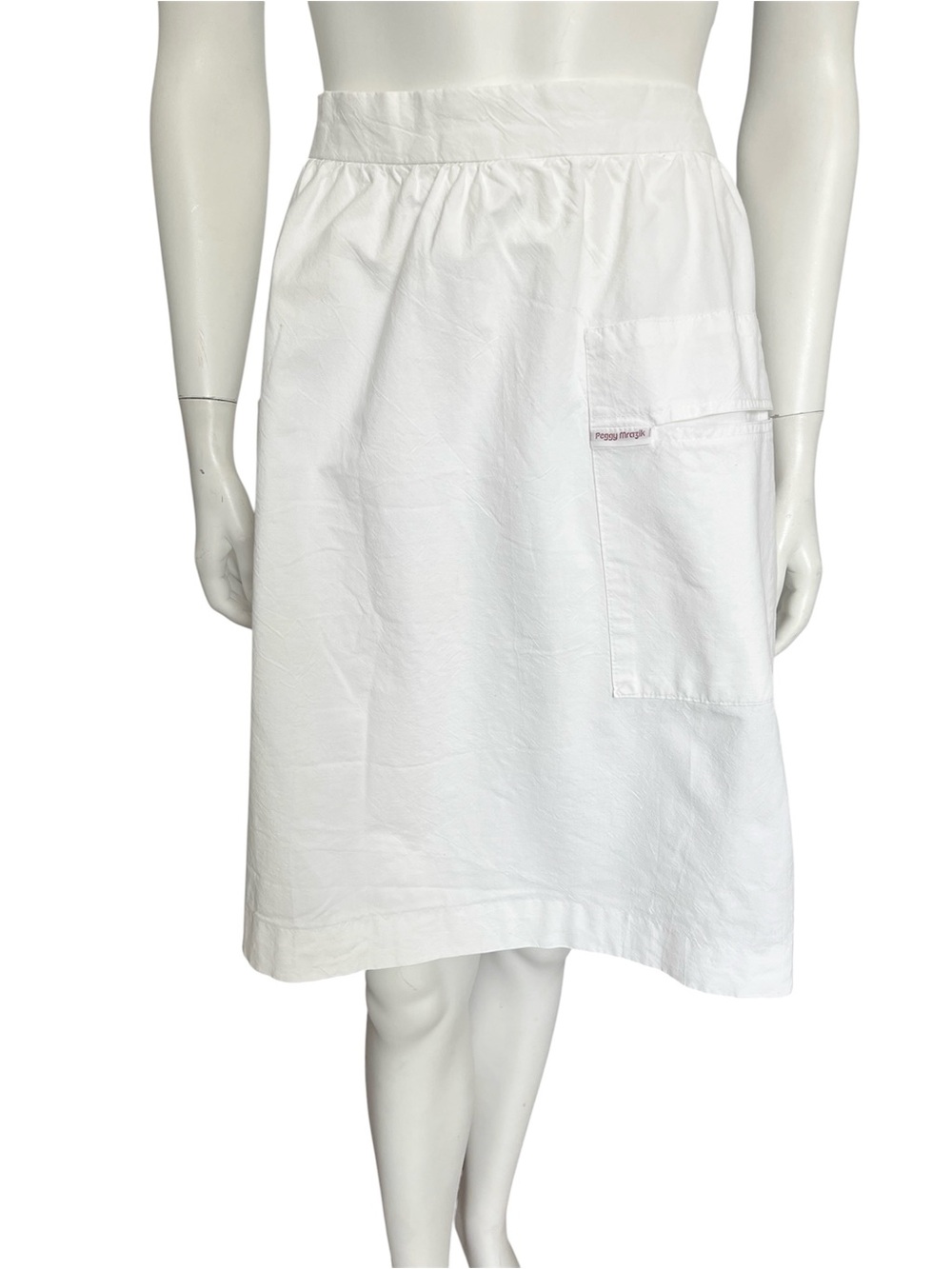 VINTAGE 80s 'Peggy Mrazik' White Wrap Midi Skirt